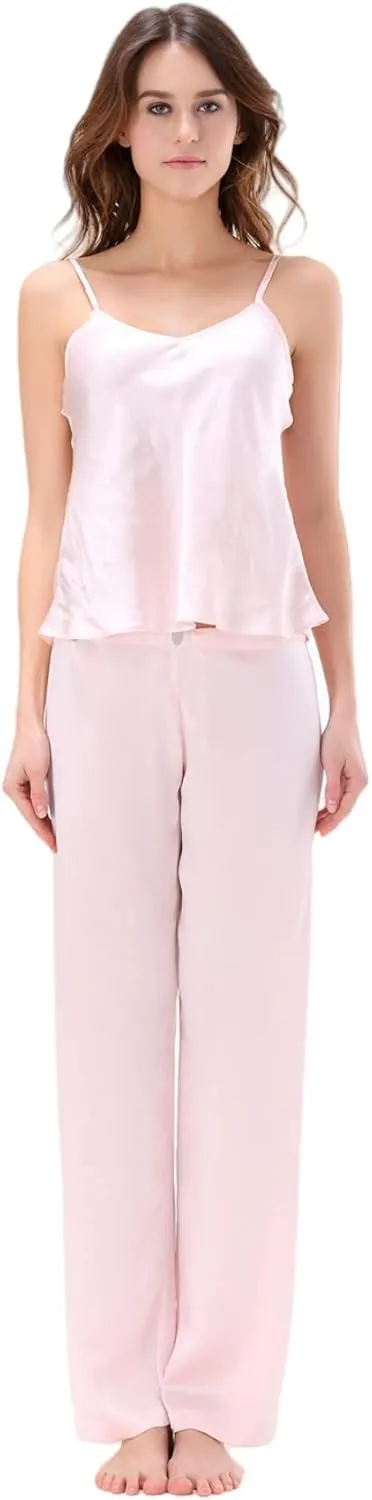 100% Mulberry Silk Camisole for Women 19 Momme Real Silk Tank Tops Ladies Satin Tank Shirt LS-18911