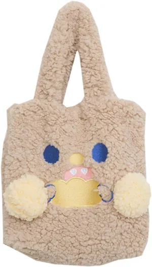 1Pc Cute Style Plush Cartoon Handbag for Women Soft Storage Pouch Creative Handy Tote Bag Milk Tea Color for Daily Use and Essentials