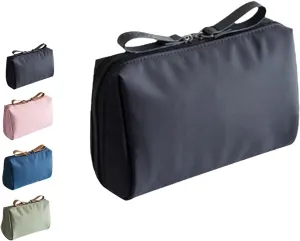 2023 New Travel Makeup Pouch for Women - Multifunctional Small Makeup Bag - PU Leather Waterproof Cosmetic Bag - with Cute Handle - for Travel Daily Use (Black)