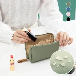 2023 New Travel Makeup Pouch for Women - Multifunctional Small Makeup Bag - PU Leather Waterproof Cosmetic Bag - with Cute Handle - for Travel Daily Use (Blue)