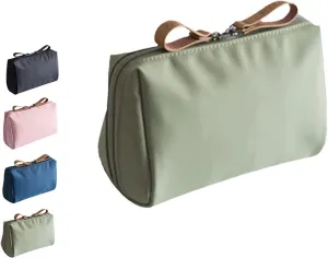2023 New Travel Makeup Pouch for Women - Multifunctional Small Makeup Bag - PU Leather Waterproof Cosmetic Bag - with Cute Handle - for Travel Daily Use (Green)
