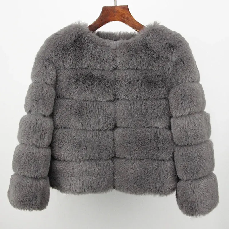2024 Kunst pelzmantel neue Luxusmarke Winter jacke Frauen elegante dicke warme Oberbekleidung Streetwear gefälschte Fuchs Kaninchen fell Mode