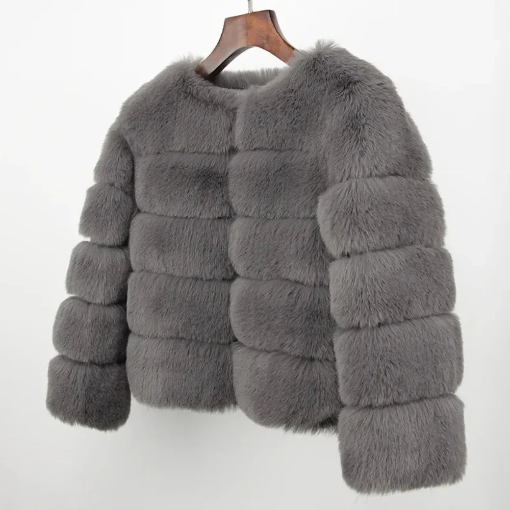 2024 Kunst pelzmantel neue Luxusmarke Winter jacke Frauen elegante dicke warme Oberbekleidung Streetwear gefälschte Fuchs Kaninchen fell Mode