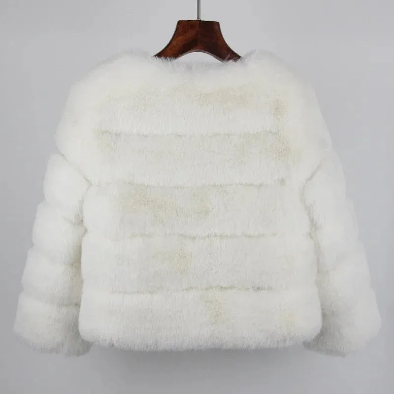 2024 Kunst pelzmantel neue Luxusmarke Winter jacke Frauen elegante dicke warme Oberbekleidung Streetwear gefälschte Fuchs Kaninchen fell Mode