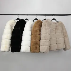 2024 Kunst pelzmantel neue Luxusmarke Winter jacke Frauen elegante dicke warme Oberbekleidung Streetwear gefälschte Fuchs Kaninchen fell Mode