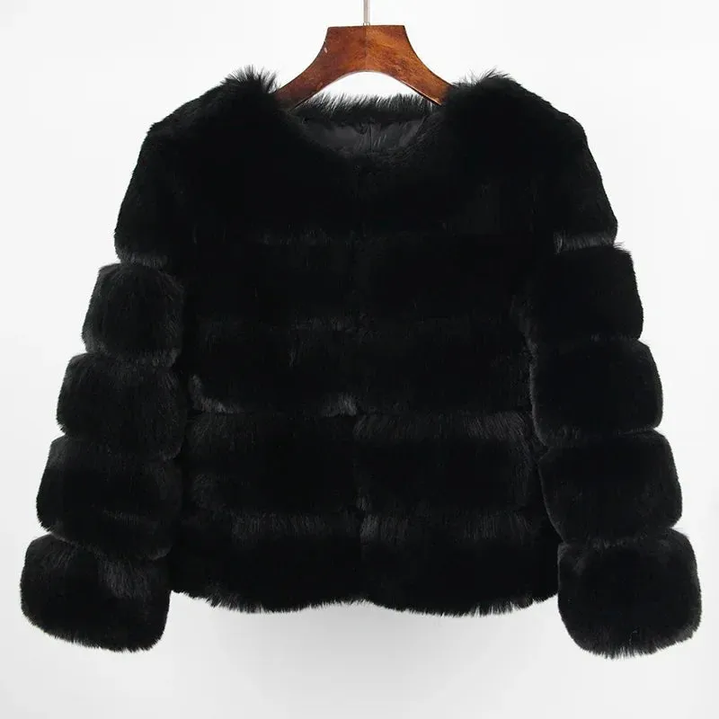 2024 Kunst pelzmantel neue Luxusmarke Winter jacke Frauen elegante dicke warme Oberbekleidung Streetwear gefälschte Fuchs Kaninchen fell Mode