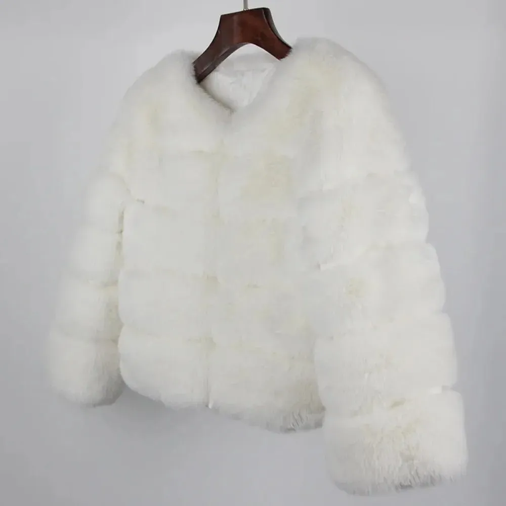 2024 Kunst pelzmantel neue Luxusmarke Winter jacke Frauen elegante dicke warme Oberbekleidung Streetwear gefälschte Fuchs Kaninchen fell Mode