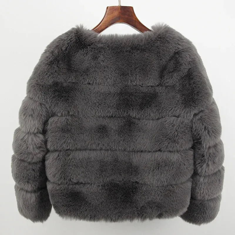 2024 Kunst pelzmantel neue Luxusmarke Winter jacke Frauen elegante dicke warme Oberbekleidung Streetwear gefälschte Fuchs Kaninchen fell Mode