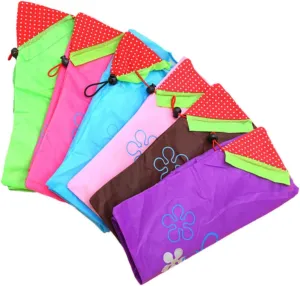 6pcs Portable Foldable Shopping Bags Mini Strawberry Handbag for Daily Use Lightweight Tote Bag for Mobile Phone Wallet and Cosmetics Random Color Random Color