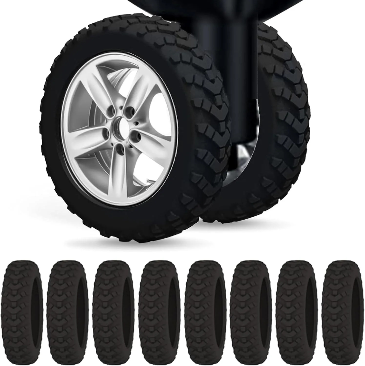8 Pack Luggage Wheel Protector Covers for Travel Bags, Durable Silicone Suitcase Wheels Covers Fit for 5cm-7.5cm Wheels, Noise-Reducing, Anti-Slip Shock Proof Design (Black)