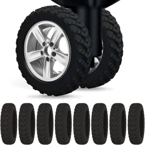 8 Pack Luggage Wheel Protector Covers for Travel Bags, Durable Silicone Suitcase Wheels Covers Fit for 5cm-7.5cm Wheels, Noise-Reducing, Anti-Slip Shock Proof Design (Black)