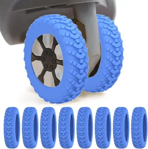 8 Pack Luggage Wheel Protector Covers for Travel Bags, Durable Silicone Suitcase Wheels Covers Fit for 5cm-7.5cm Wheels, Noise-Reducing, Anti-Slip Shock Proof Design (Blue)