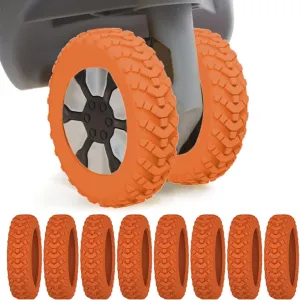 8 Pack Luggage Wheel Protector Covers for Travel Bags, Durable Silicone Suitcase Wheels Covers Fit for 5cm-7.5cm Wheels, Noise-Reducing, Anti-Slip Shock Proof Design (Orange)