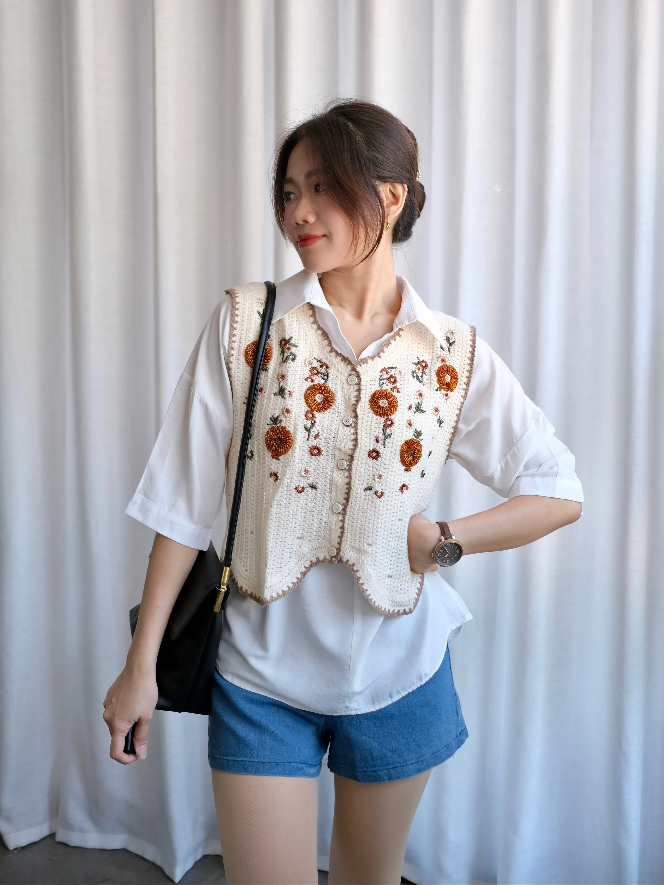 ACEWIN Crochet Floral Vest (Free Size) 200705