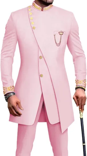 African Suits for Men 2 Piece Tuxedo Slim Fit Blazer Party Jacket Dress Suit