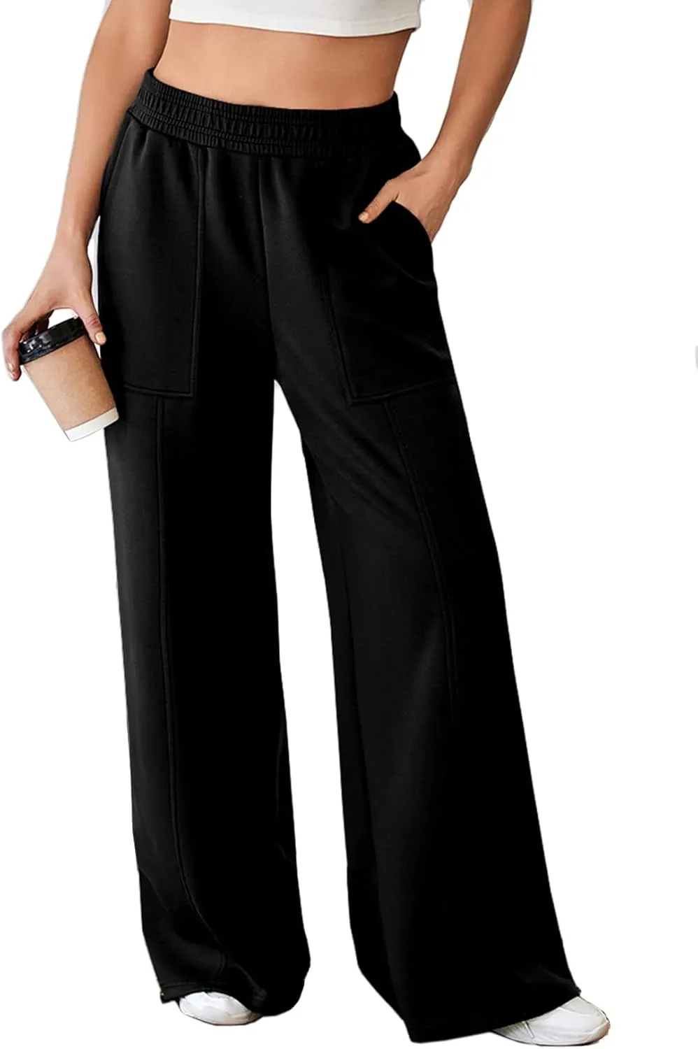 Aleumdr Women's Wide Leg Sweatpants Elastic High Waisted Long Pants Casual Loose Yoga Pants with Pockets 2025