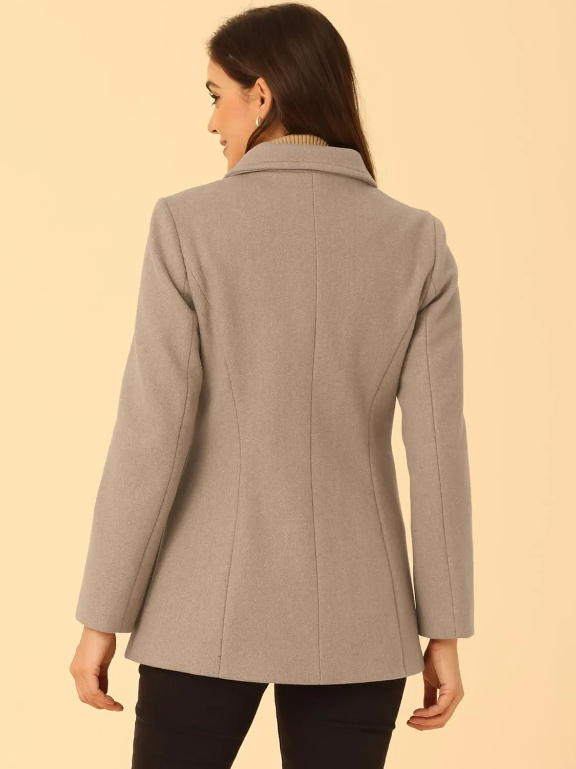 Allegra K Women's Work Office Winter Overcoat Single Breasted Point Collar Pea Coat