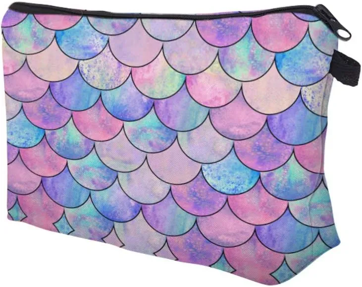 Allover print Makeup Bag Organizer Makeup Pouch Toiletry Pouch Clutch Cosmetic Pouch for Adult Women Travel and Daily Use-Scale