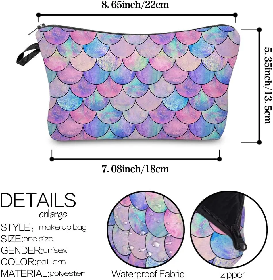 Allover print Makeup Bag Organizer Makeup Pouch Toiletry Pouch Clutch Cosmetic Pouch for Adult Women Travel and Daily Use-Scale