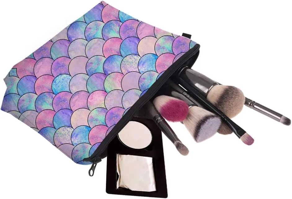 Allover print Makeup Bag Organizer Makeup Pouch Toiletry Pouch Clutch Cosmetic Pouch for Adult Women Travel and Daily Use-Scale