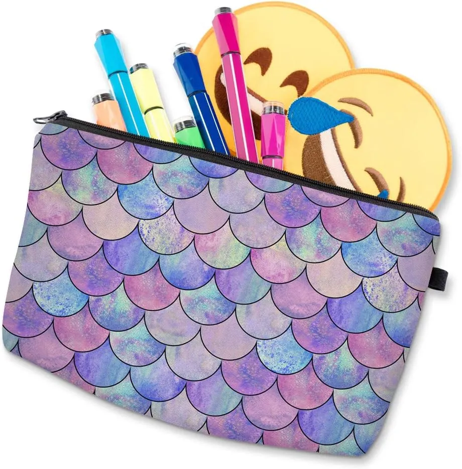Allover print Makeup Bag Organizer Makeup Pouch Toiletry Pouch Clutch Cosmetic Pouch for Adult Women Travel and Daily Use-Scale