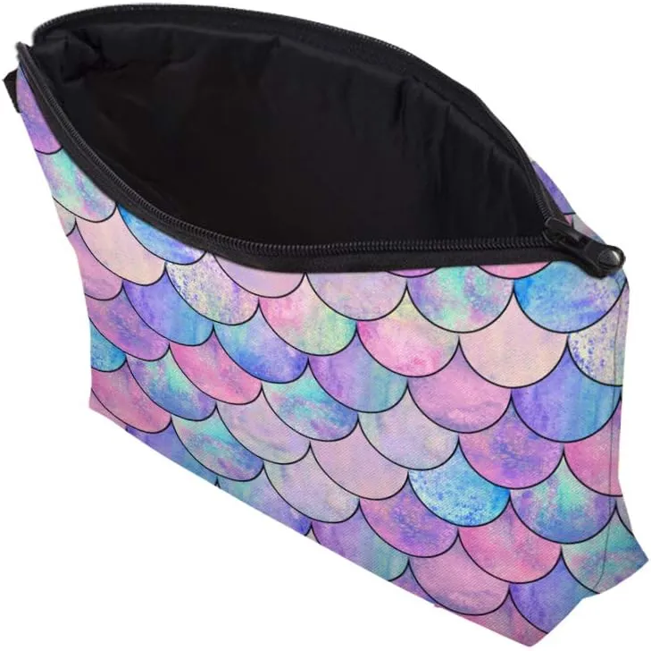 Allover print Makeup Bag Organizer Makeup Pouch Toiletry Pouch Clutch Cosmetic Pouch for Adult Women Travel and Daily Use-Scale