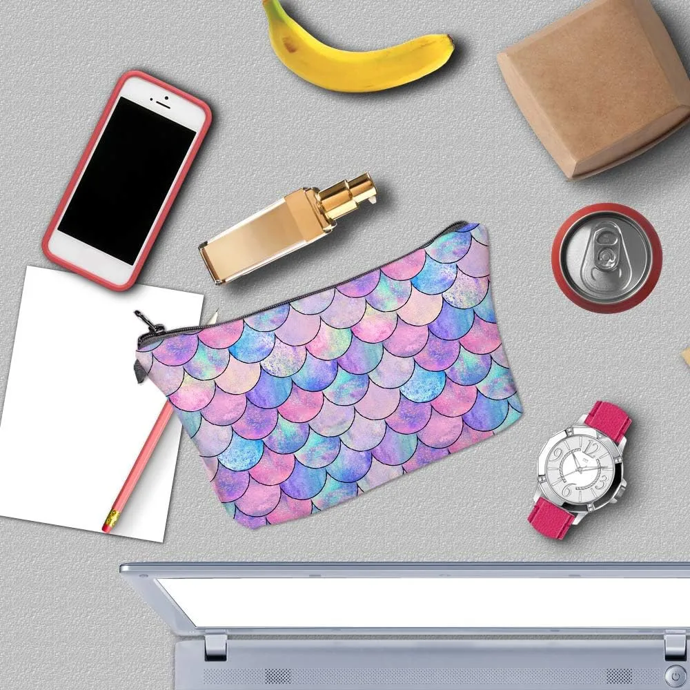 Allover print Makeup Bag Organizer Makeup Pouch Toiletry Pouch Clutch Cosmetic Pouch for Adult Women Travel and Daily Use-Scale