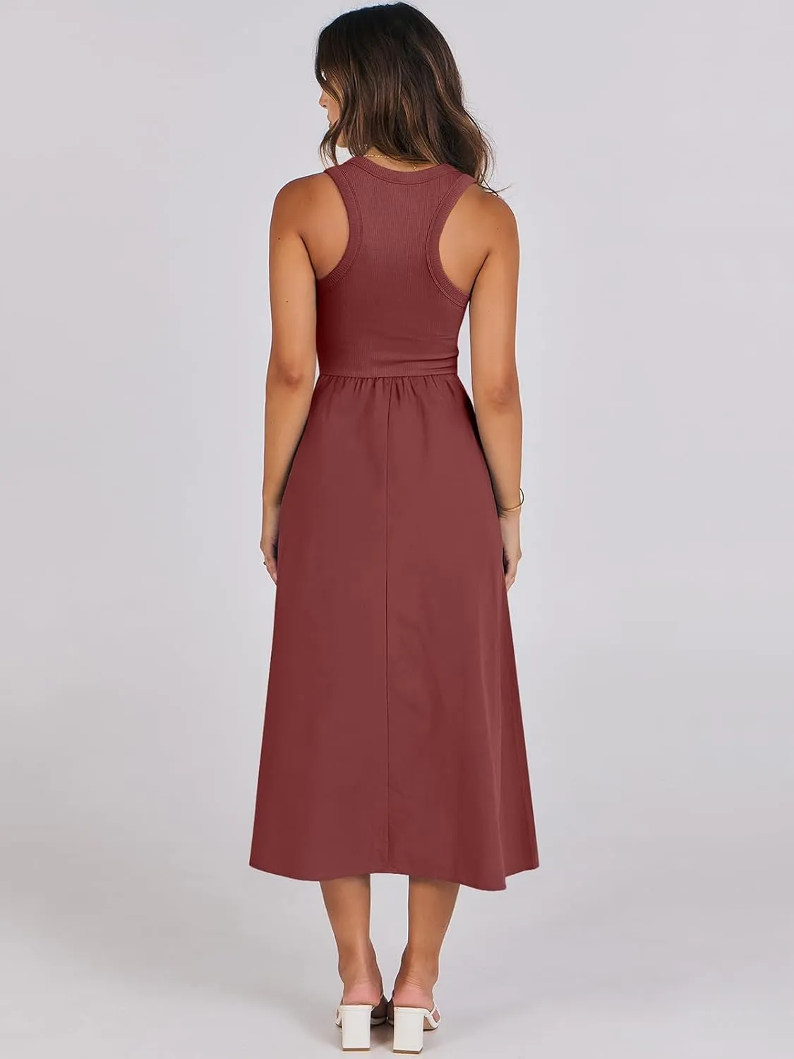 ANRABESS Womens 2025 Summer Casual Maxi Dress A line Tiered Flowy Short Sleeve Crewneck T Shirt Beach Travel Long Dresses