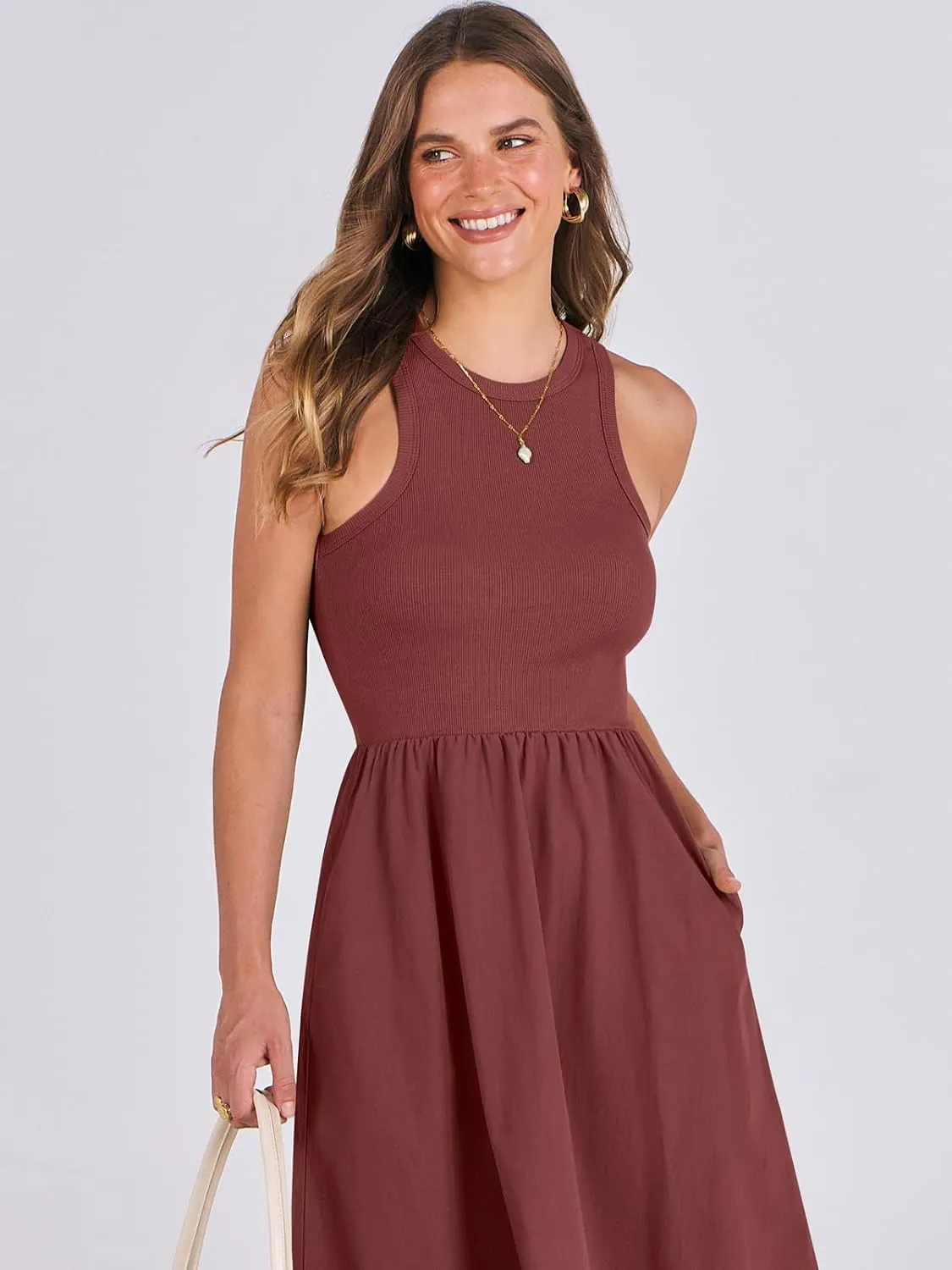 ANRABESS Womens 2025 Summer Casual Maxi Dress A line Tiered Flowy Short Sleeve Crewneck T Shirt Beach Travel Long Dresses