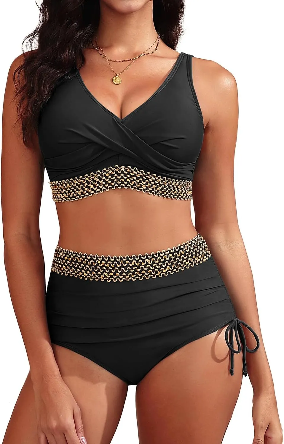 Aqua Eve Womens High Waisted Bikini Set - Tummy Control 2 Piece Swimsuit Full Coverage 2025 Bathing Suit