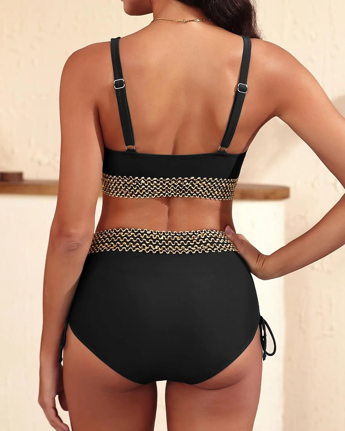 Aqua Eve Womens High Waisted Bikini Set - Tummy Control 2 Piece Swimsuit Full Coverage 2025 Bathing Suit