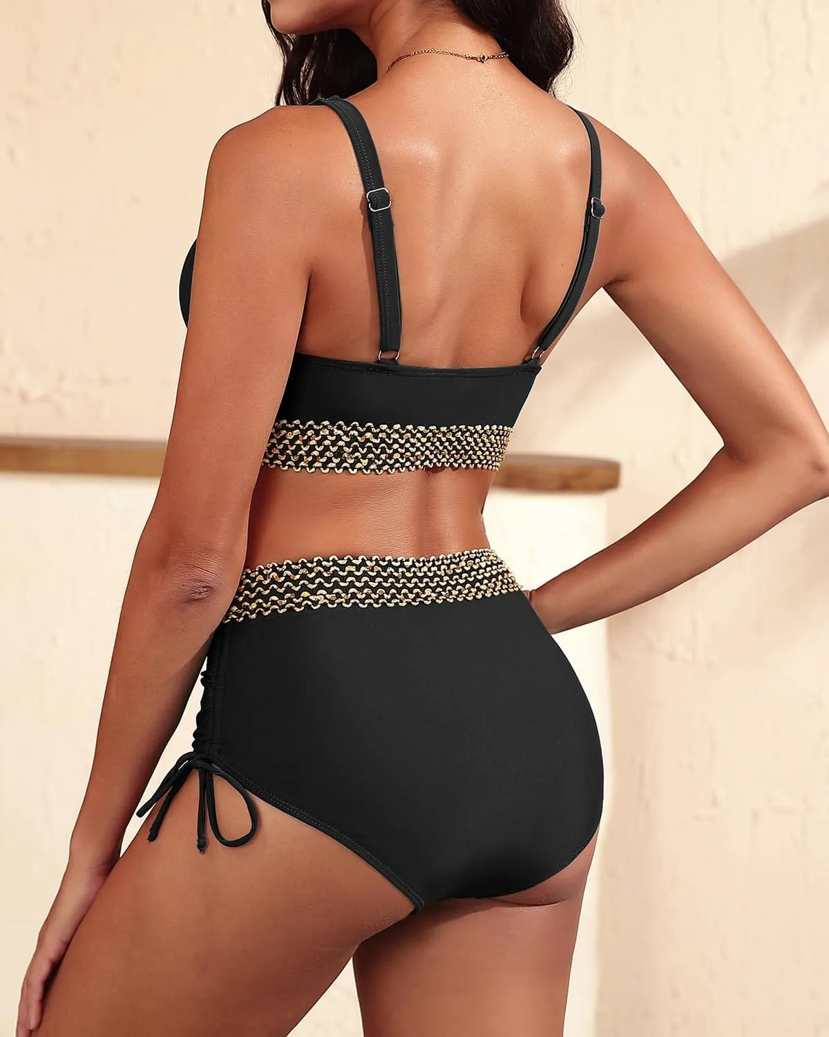 Aqua Eve Womens High Waisted Bikini Set - Tummy Control 2 Piece Swimsuit Full Coverage 2025 Bathing Suit