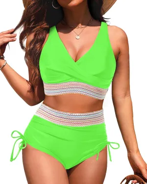 Aqua Eve Womens High Waisted Bikini Set - Tummy Control 2 Piece Swimsuit Full Coverage 2025 Bathing Suit