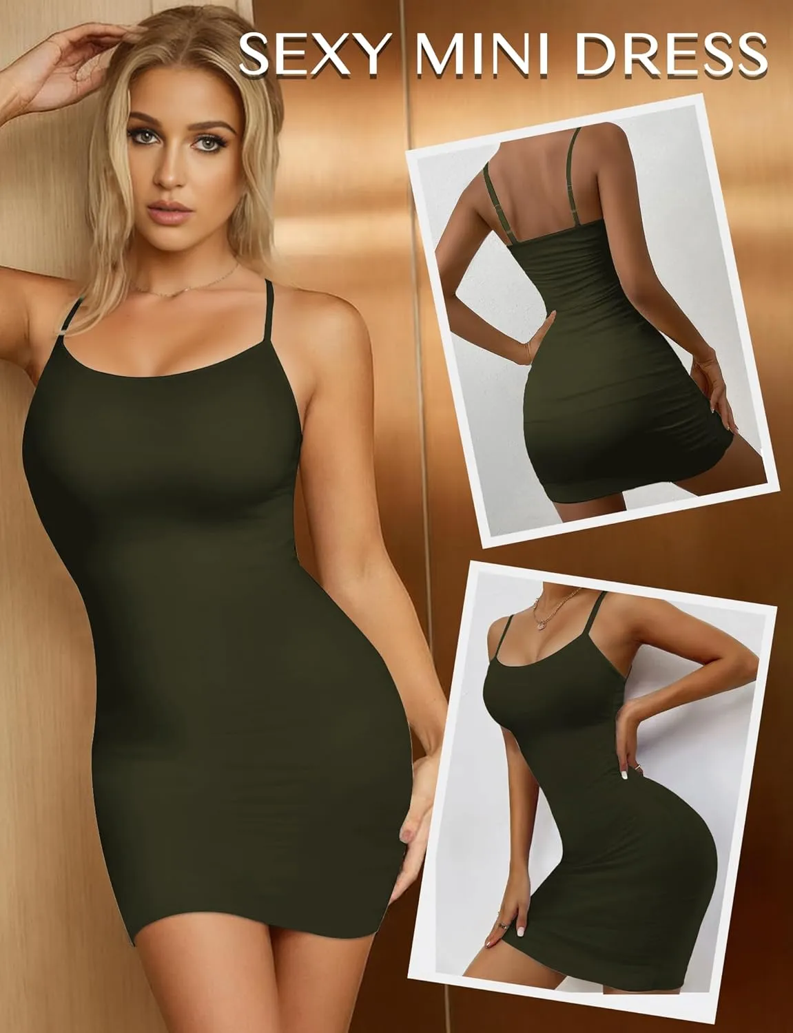 AURUZA Mini Dresses for Women, Sexy Bodycon Dresses Women 2024, Summer Little Backless Spaghetti Strap Tight Party Club Dress