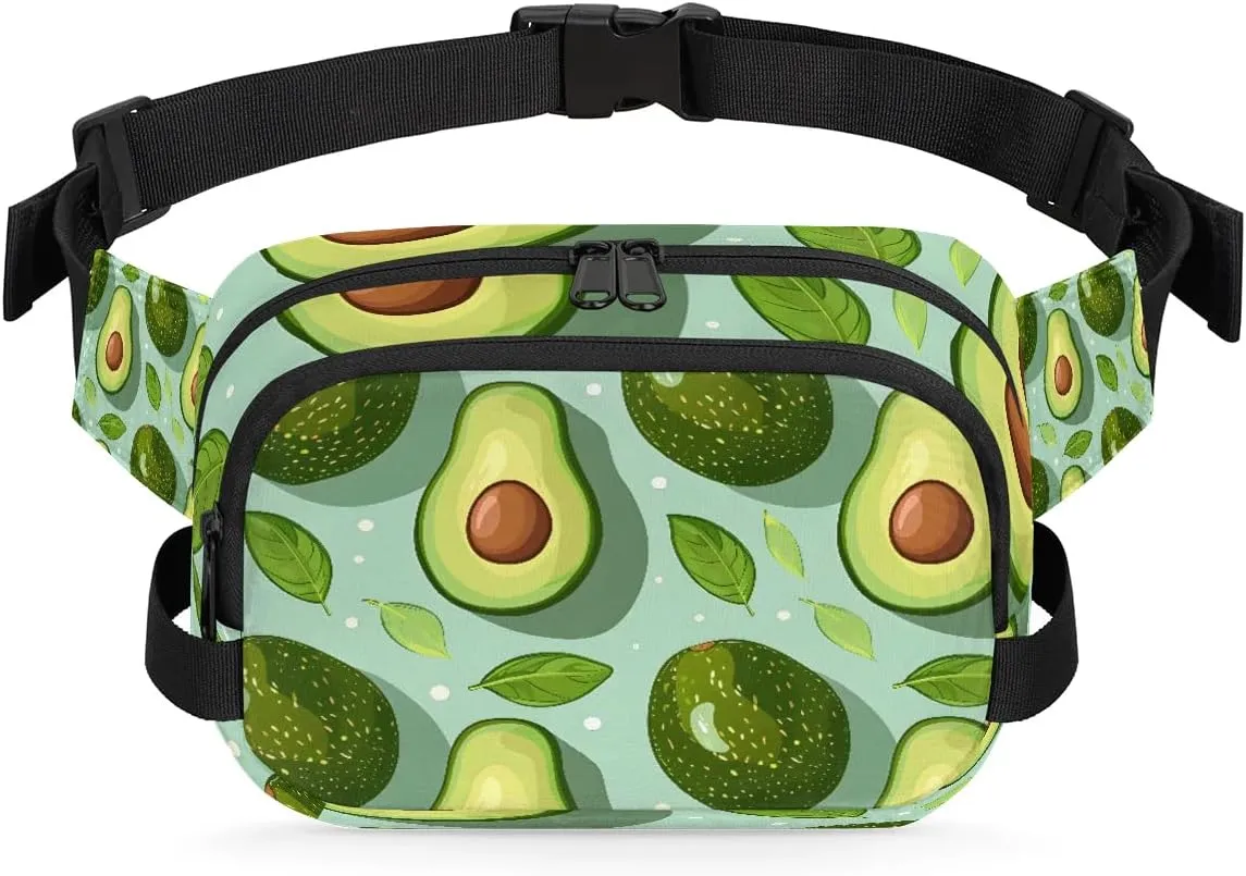 Avocado Leaf Crossbody Bags for Women Trendy Waterproof Fanny Pack with Adjustable Strap Fanny Pack for Travel Shopping Running and Daily Use