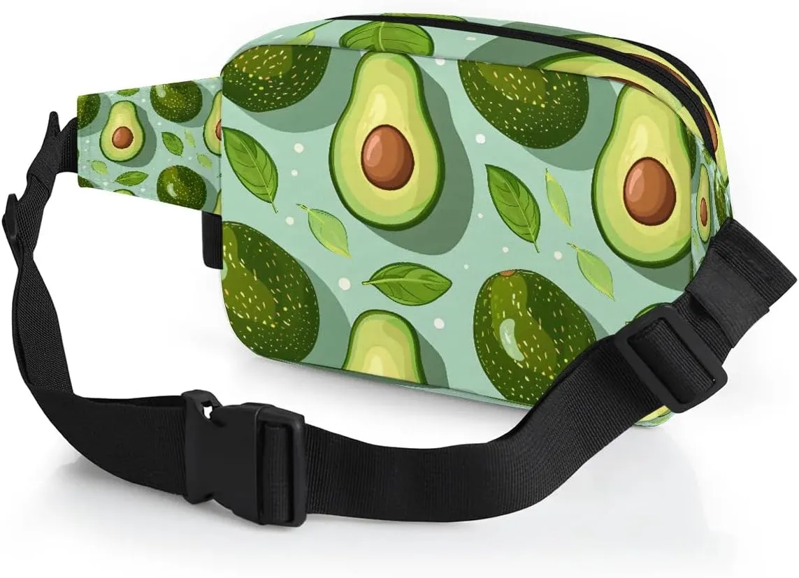 Avocado Leaf Crossbody Bags for Women Trendy Waterproof Fanny Pack with Adjustable Strap Fanny Pack for Travel Shopping Running and Daily Use