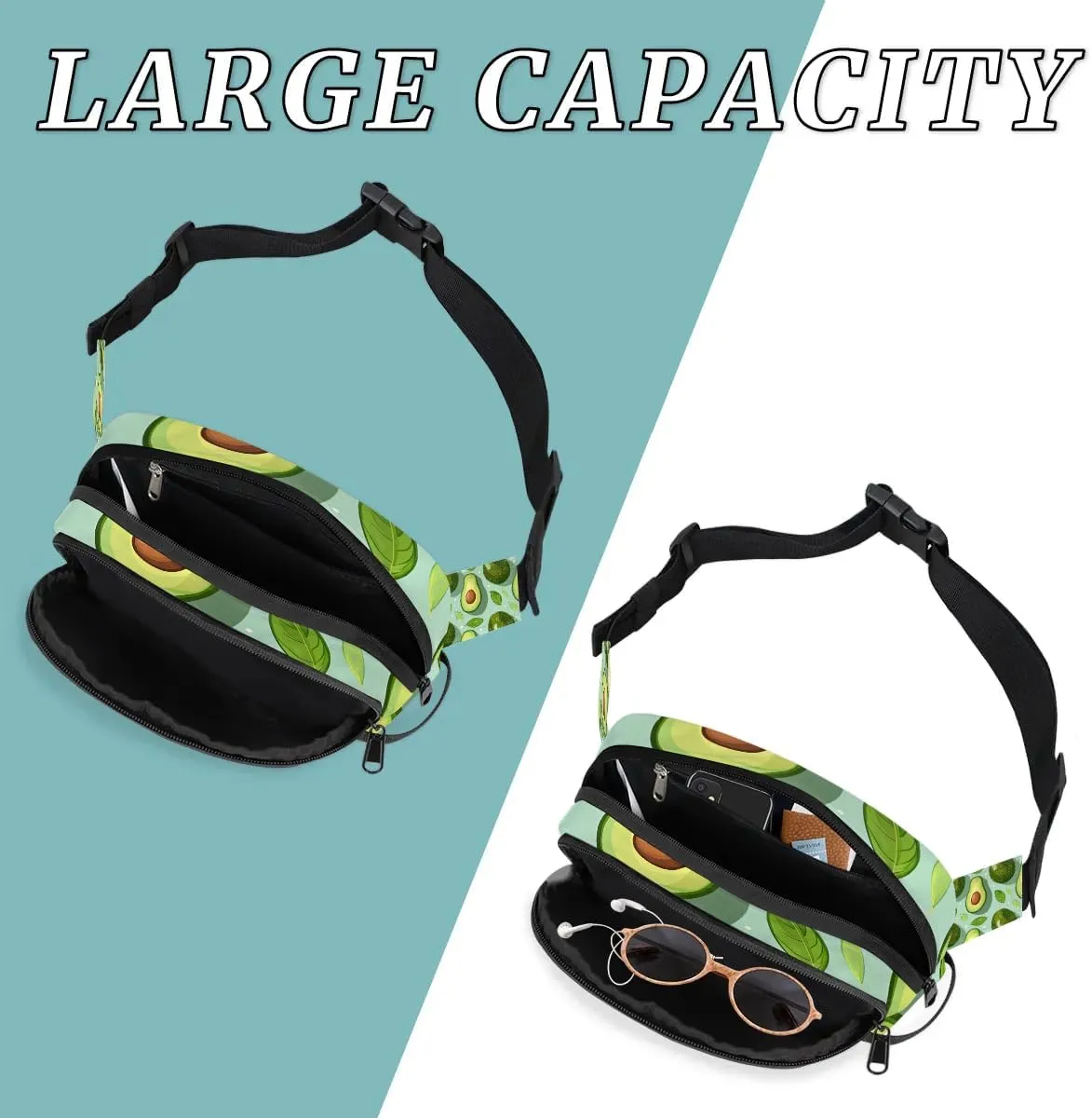 Avocado Leaf Crossbody Bags for Women Trendy Waterproof Fanny Pack with Adjustable Strap Fanny Pack for Travel Shopping Running and Daily Use