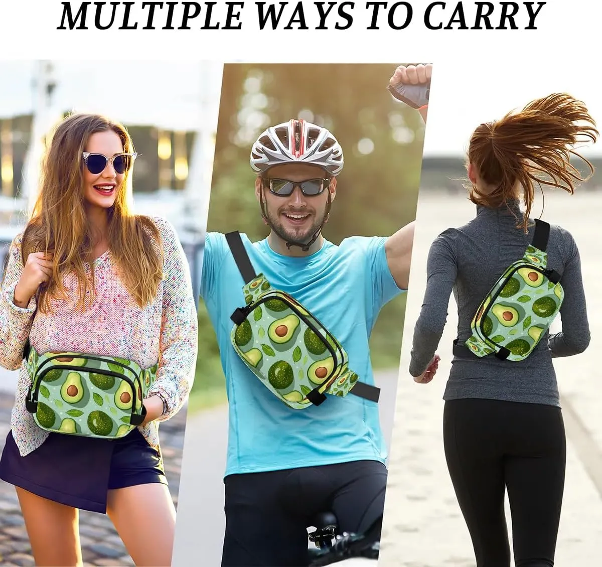 Avocado Leaf Crossbody Bags for Women Trendy Waterproof Fanny Pack with Adjustable Strap Fanny Pack for Travel Shopping Running and Daily Use