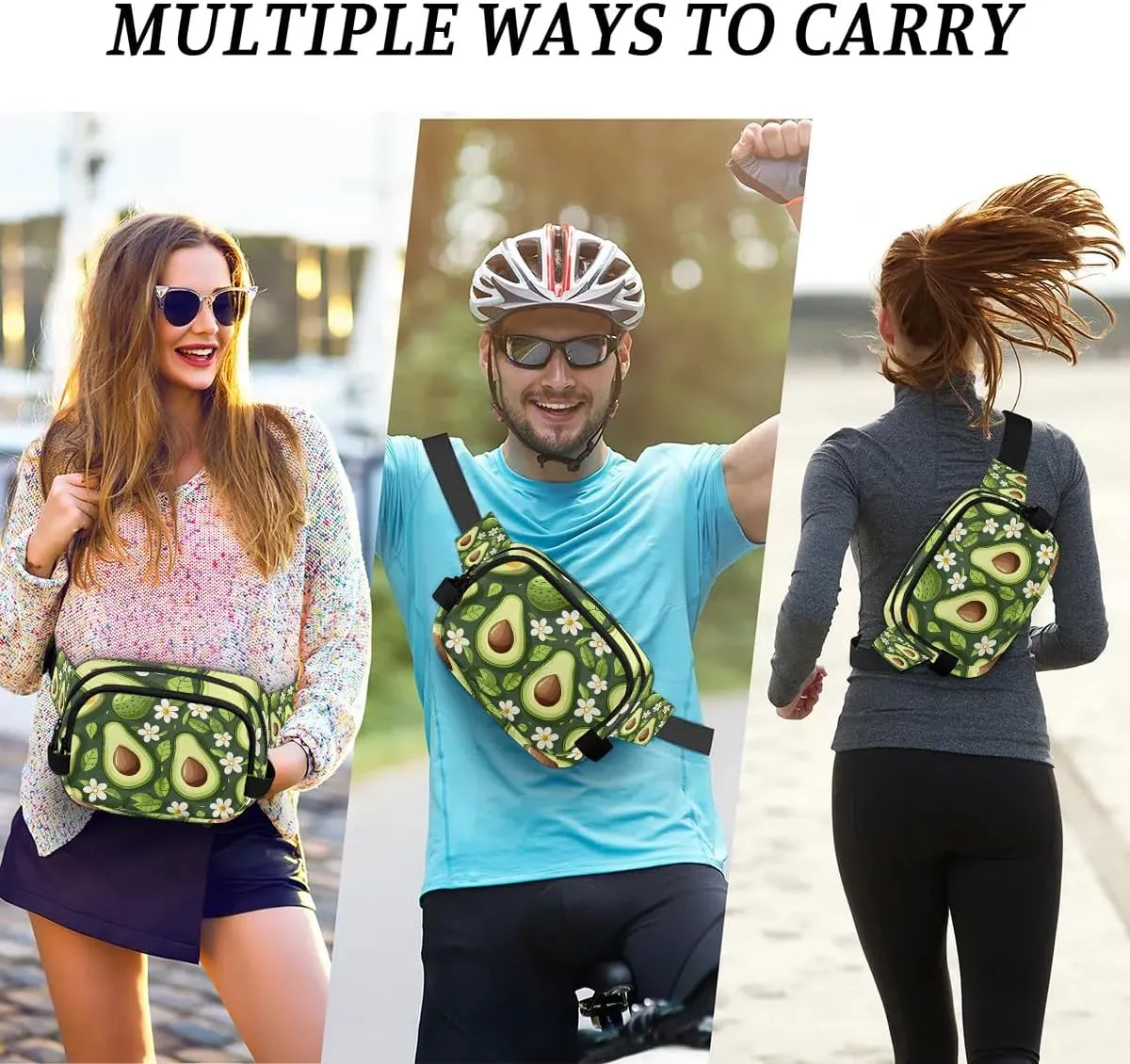 Avocado Leaf Flower Crossbody Bags for Women Trendy Waterproof Fanny Pack with Adjustable Strap Fanny Pack for Travel Shopping Running and Daily Use