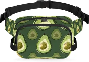 Avocado Print Crossbody Bags for Women Trendy Waterproof Fanny Pack with Adjustable Strap Fanny Pack for Travel Shopping Running and Daily Use