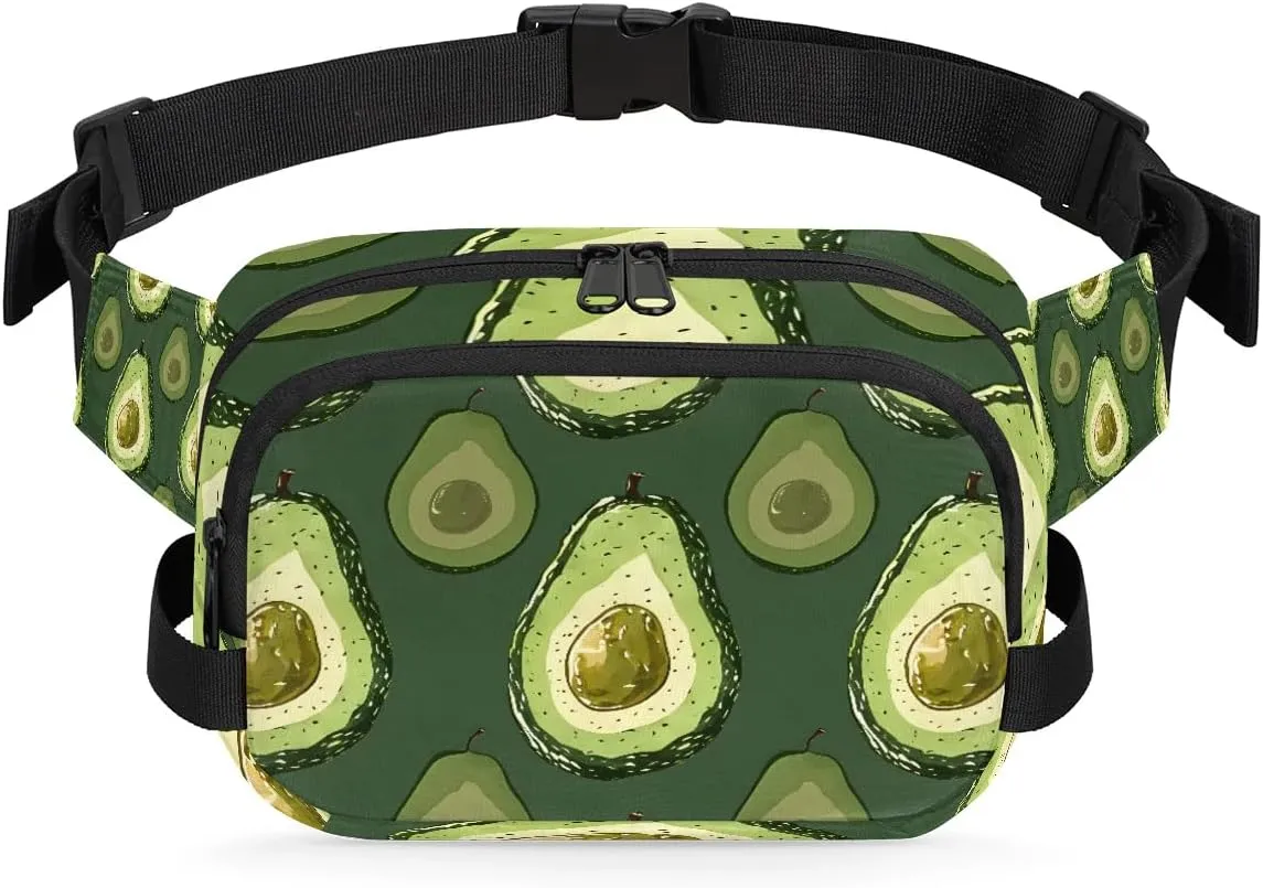 Avocado Print Crossbody Bags for Women Trendy Waterproof Fanny Pack with Adjustable Strap Fanny Pack for Travel Shopping Running and Daily Use