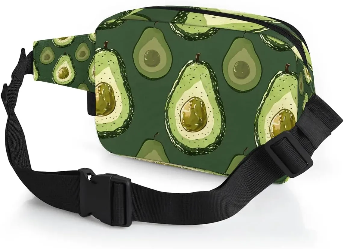 Avocado Print Crossbody Bags for Women Trendy Waterproof Fanny Pack with Adjustable Strap Fanny Pack for Travel Shopping Running and Daily Use