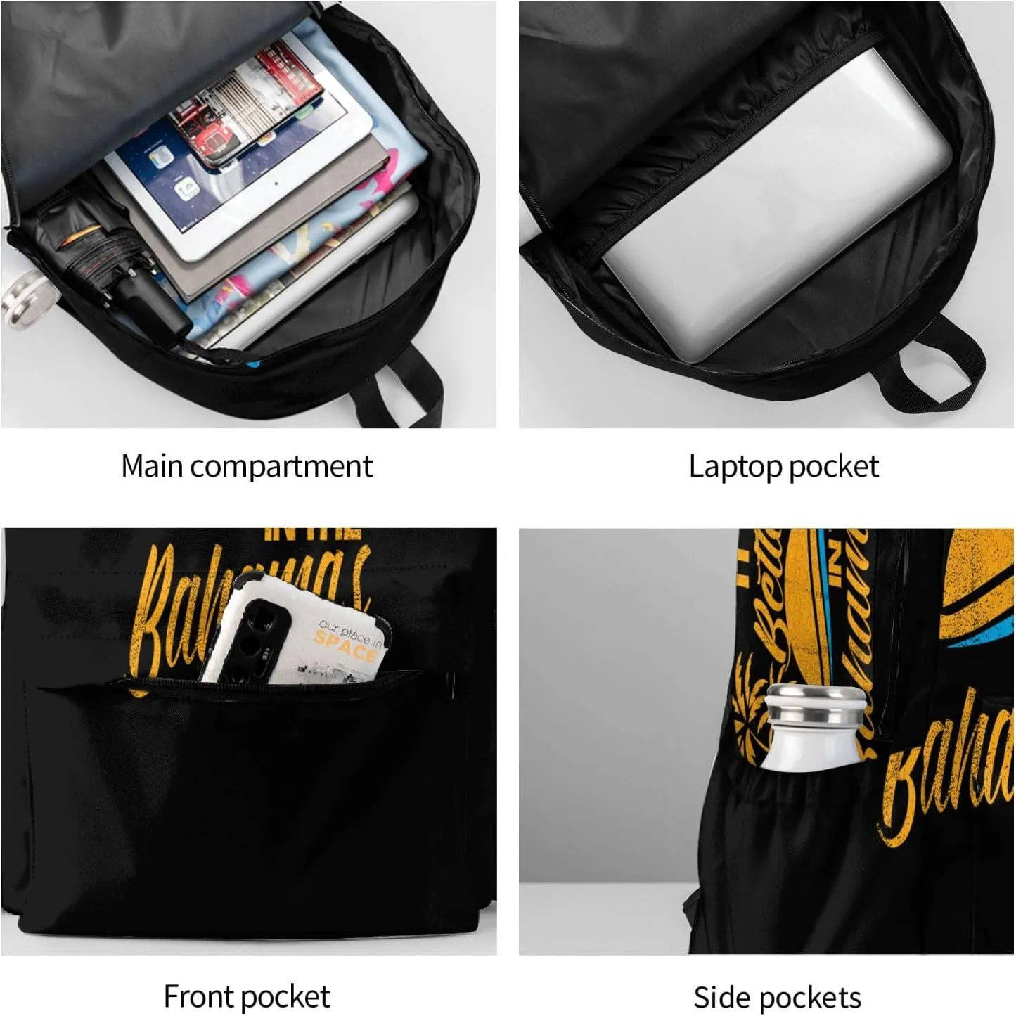 Bahamas Vacation Beach Travel Islands Laptop Commuter Backpack Shoulder Bag Casual Back Pack Daypack Bags With Side Pockets For Work Travel Daily Use