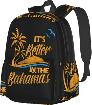 Bahamas Vacation Beach Travel Islands Laptop Commuter Backpack Shoulder Bag Casual Back Pack Daypack Bags With Side Pockets For Work Travel Daily Use