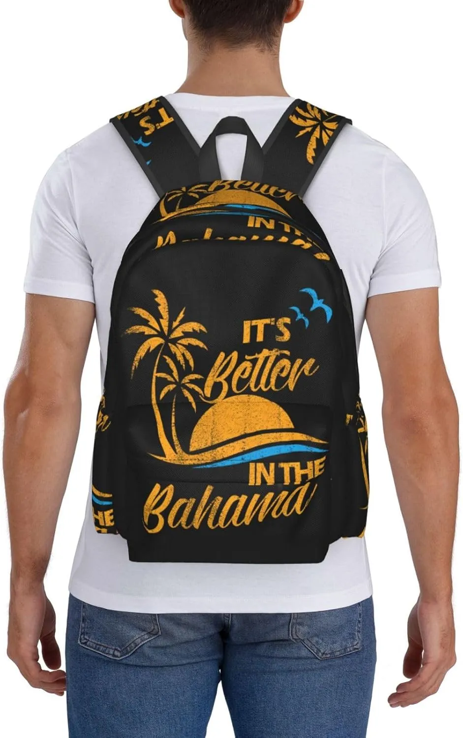 Bahamas Vacation Beach Travel Islands Laptop Commuter Backpack Shoulder Bag Casual Back Pack Daypack Bags With Side Pockets For Work Travel Daily Use