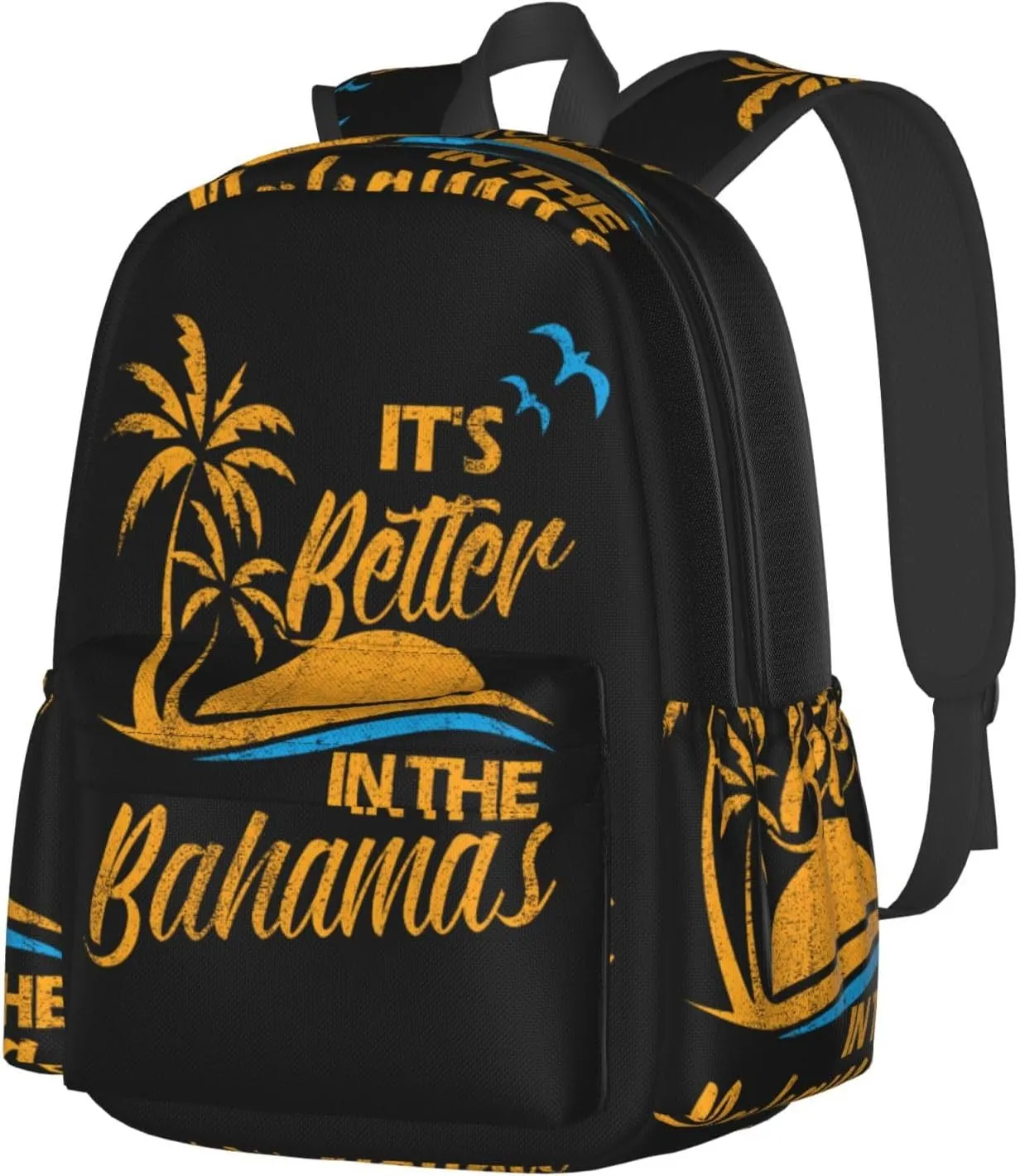 Bahamas Vacation Beach Travel Islands Laptop Commuter Backpack Shoulder Bag Casual Back Pack Daypack Bags With Side Pockets For Work Travel Daily Use