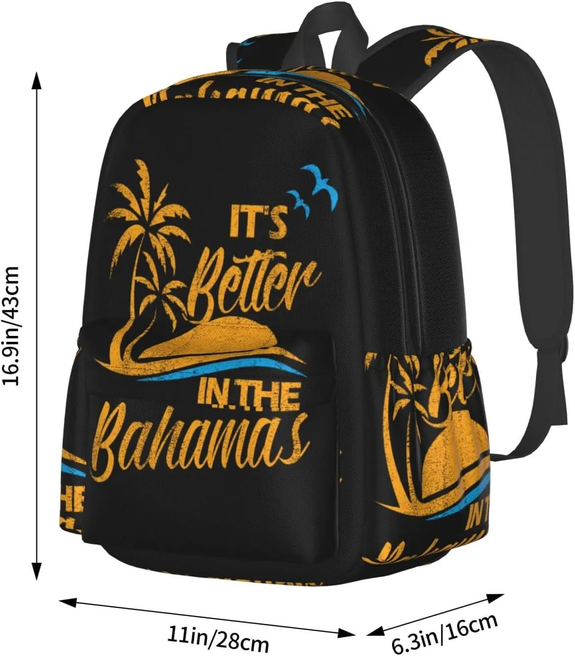 Bahamas Vacation Beach Travel Islands Laptop Commuter Backpack Shoulder Bag Casual Back Pack Daypack Bags With Side Pockets For Work Travel Daily Use