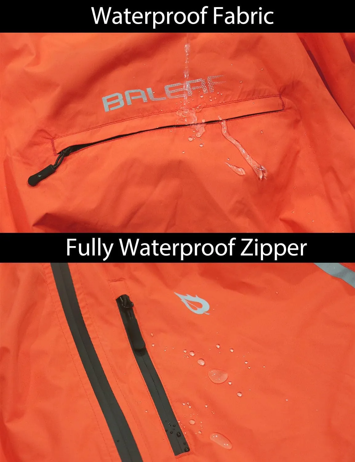 baleaf Men's Rain Jacket Waterproof Windbreaker Running Cycling Golf Hiking Gear Hood Lightweight Reflective Packable