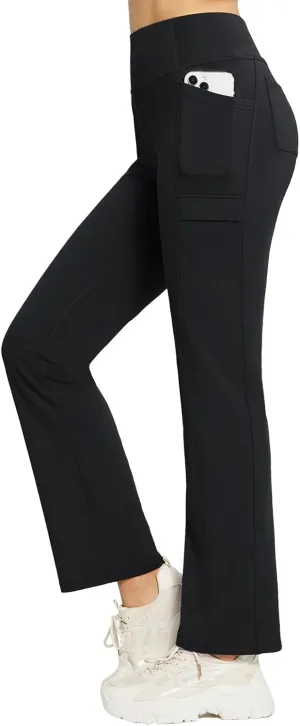 baleaf Women's Fleece Lined Pants Yoga Pants Warm Thermal Winter High Waisted Straight Leg Leggings with 6 Pockets