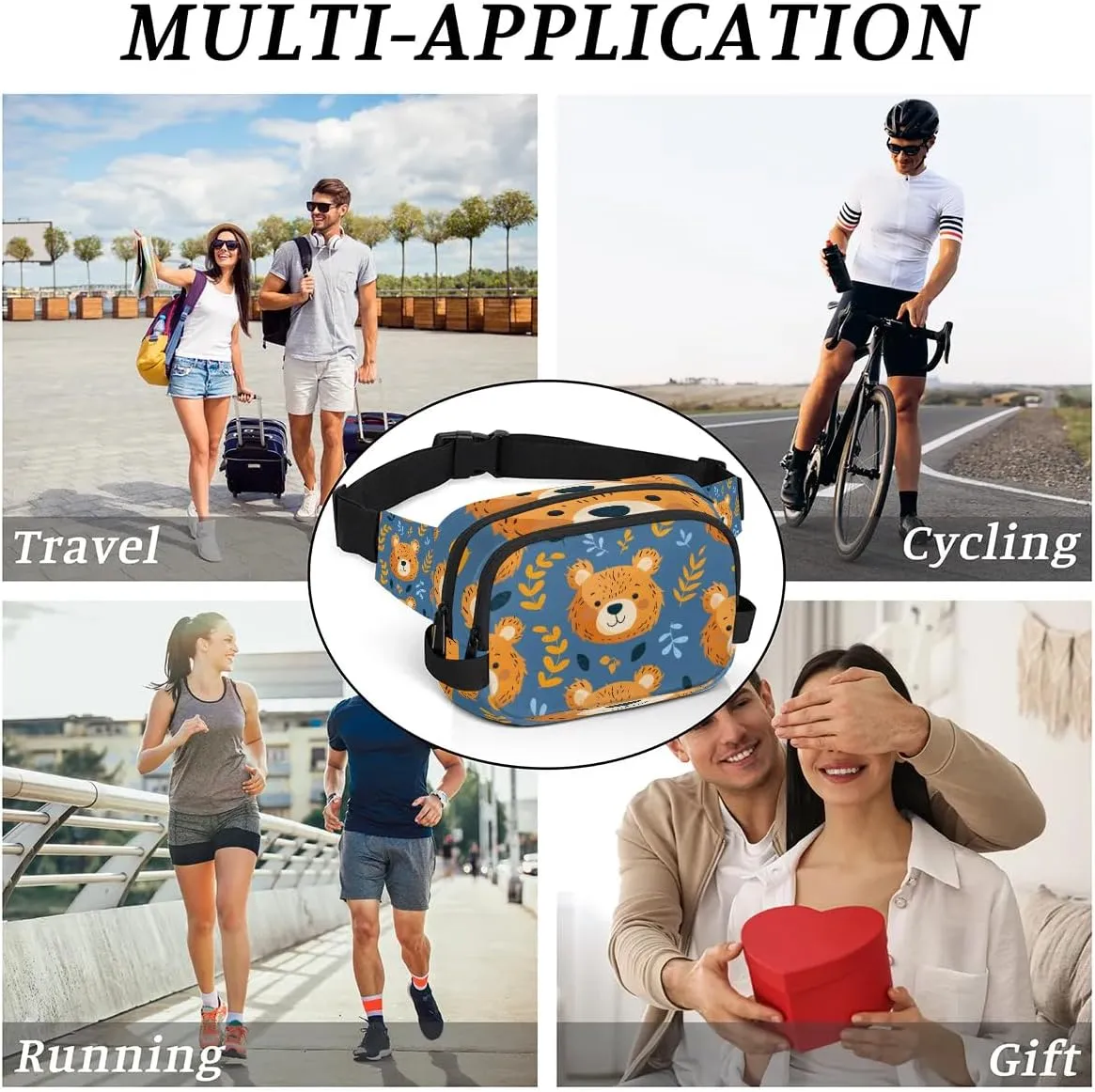 Bear Leaf Crossbody Bags for Women Trendy Waterproof Fanny Pack with Adjustable Strap Fanny Pack for Travel Shopping Running and Daily Use